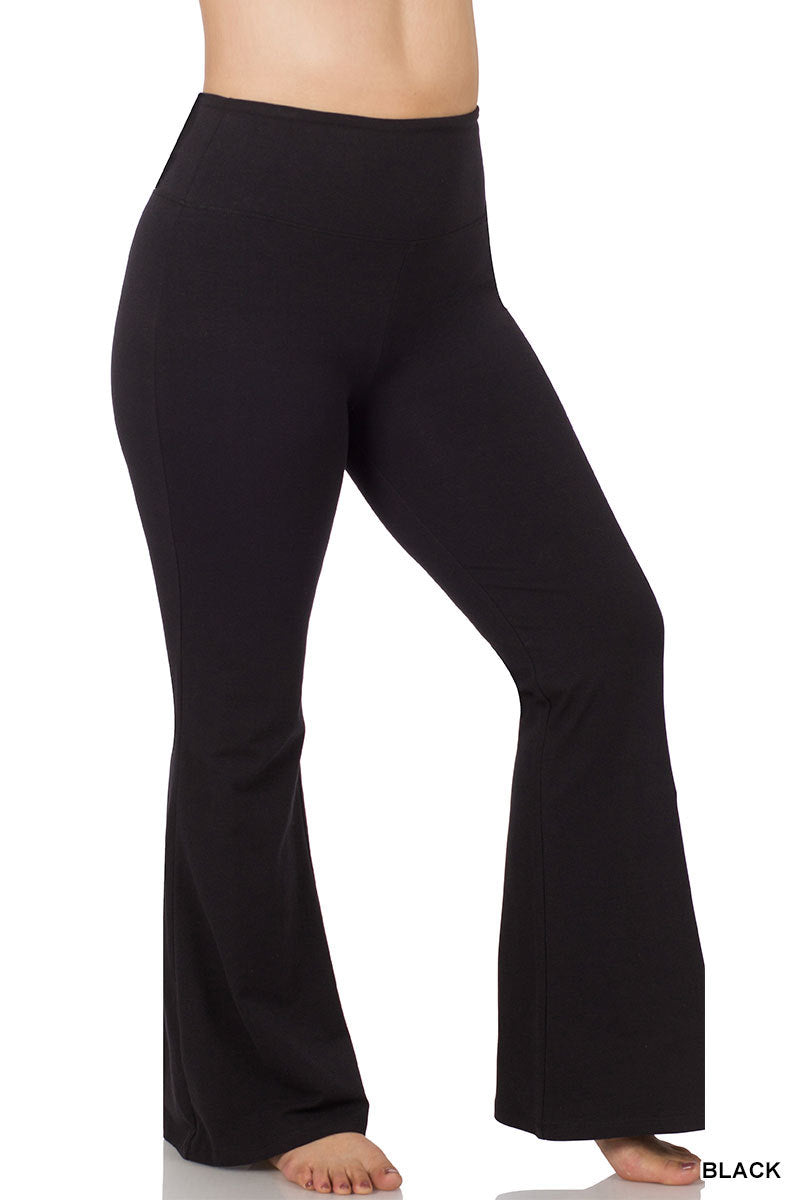 Zenana Women's Plus High Waist Yoga Flare Pants - Black