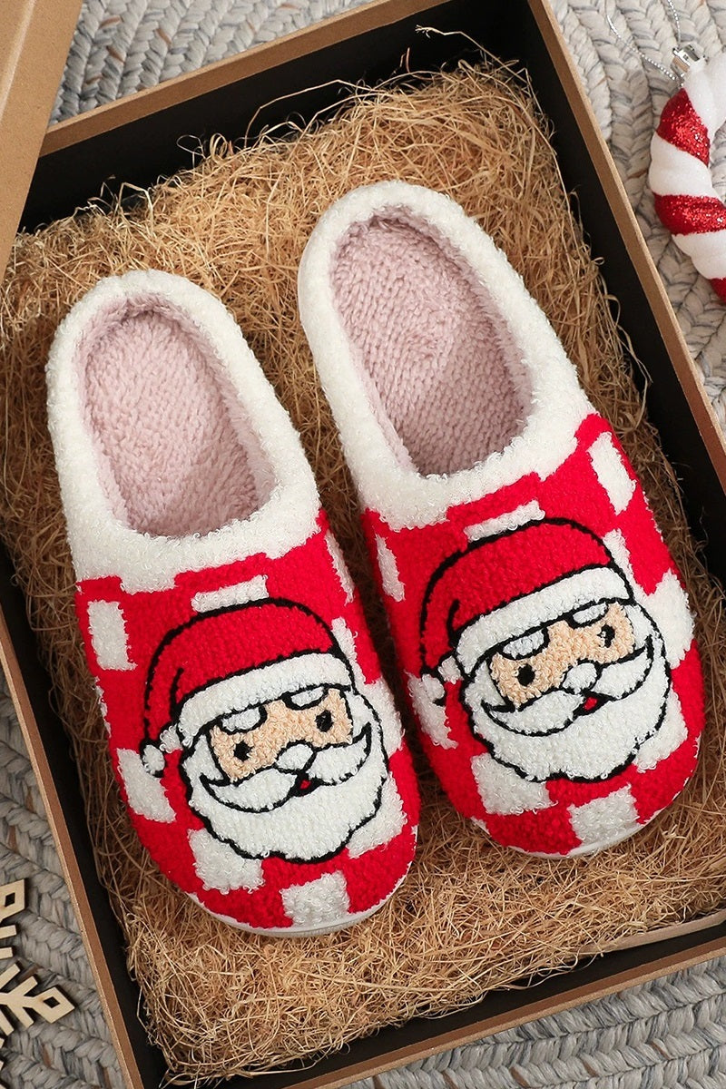 Novelty Santa Soft Plush Cozy Slippers - L/XL