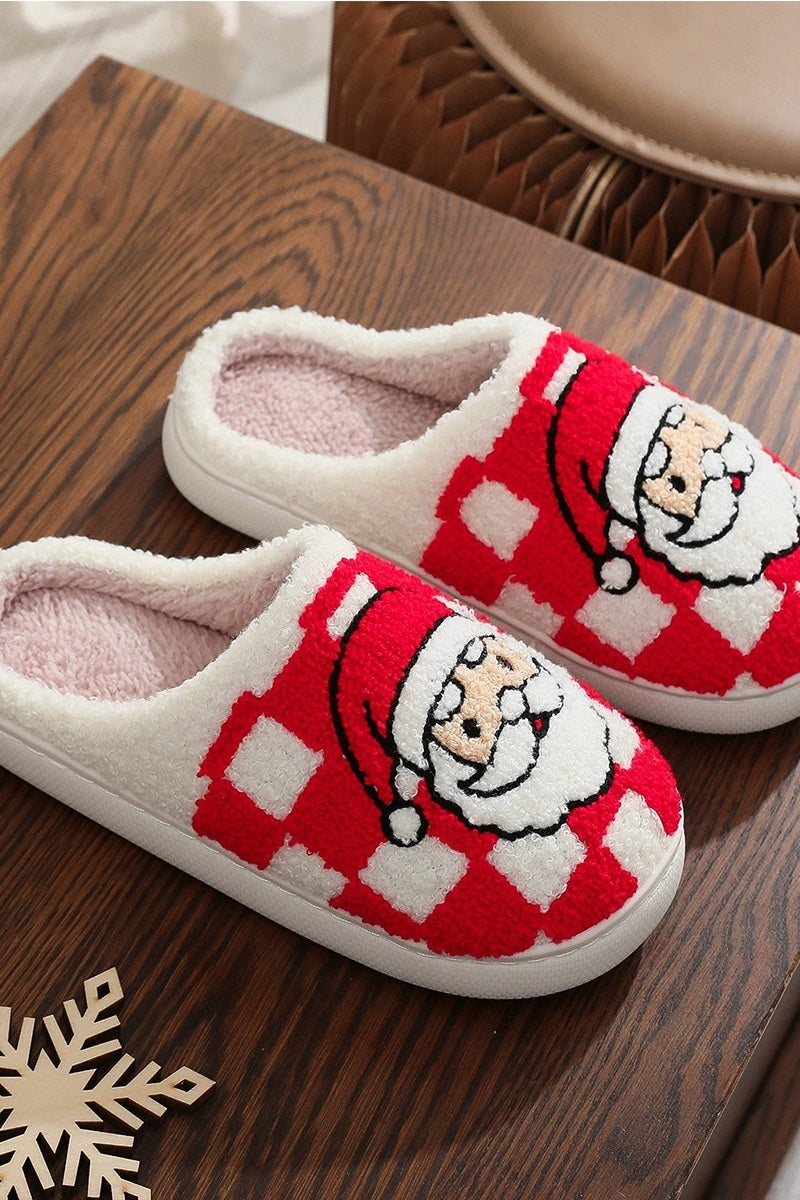 Novelty Santa Soft Plush Cozy Slippers - L/XL