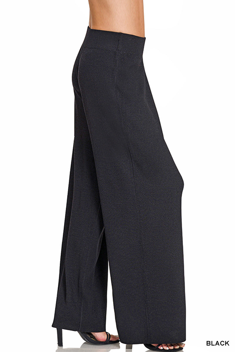 Zenana Women's Viscose Sweater Pants - Black
