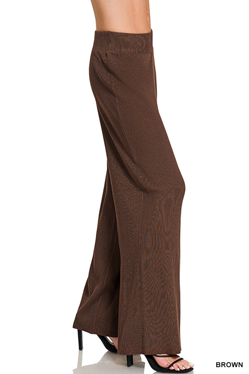 Zenana Women's Viscose Sweater Pants - Brown