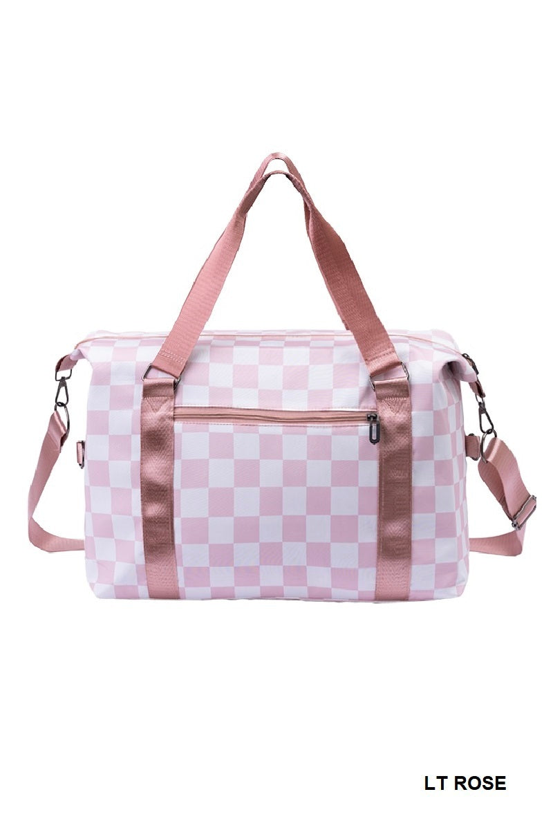 Large Capacity Checkered Travel Duffle Bag