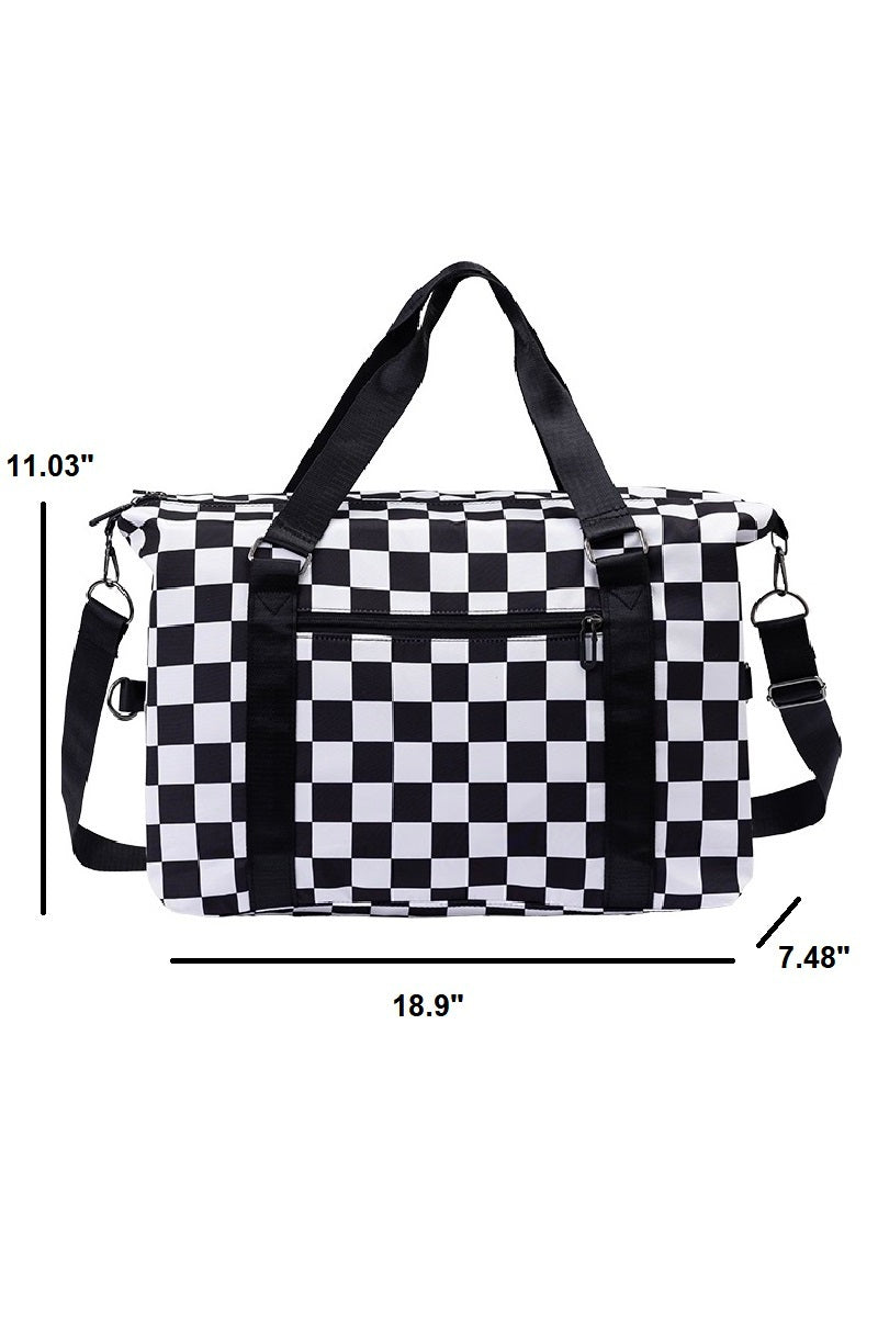 Large Capacity Checkered Travel Duffle Bag