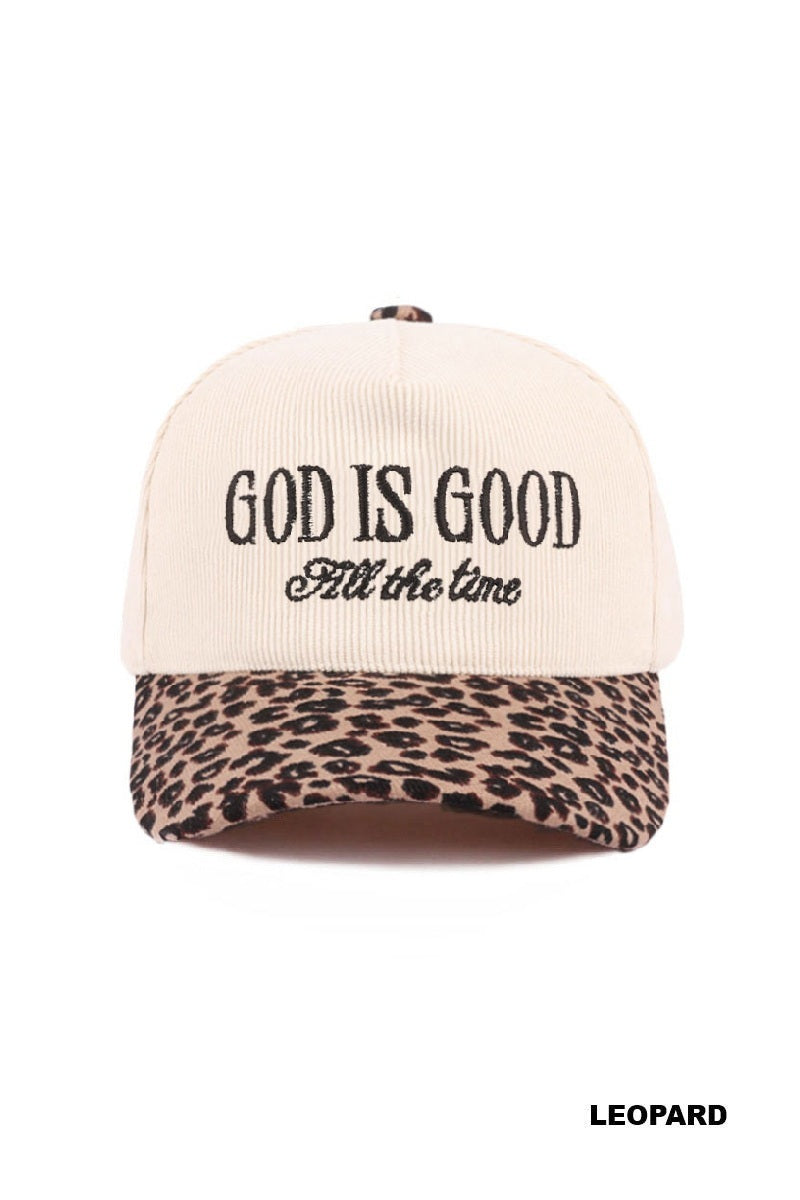 'God Is Good All The Time' Two Tone Corduroy Cap