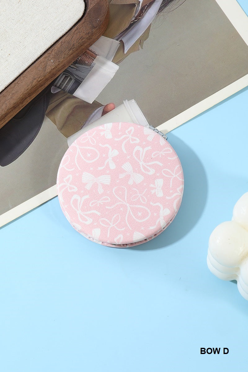 Bow Design Double Sided Folding Mini Hand Mirror