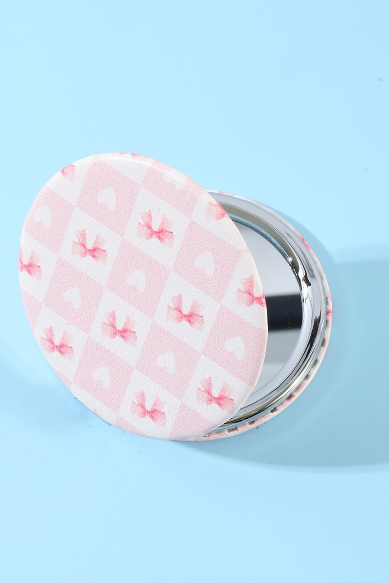Bow Design Double Sided Folding Mini Hand Mirror