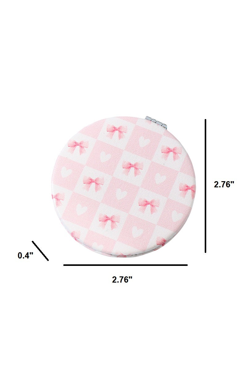 Bow Design Double Sided Folding Mini Hand Mirror