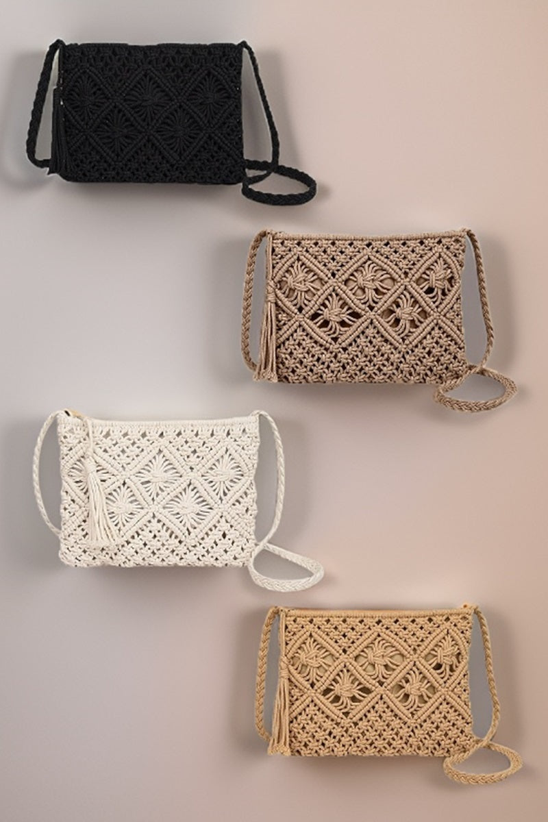 Woven Bohemian Tassel Crochet Shoulder Bag