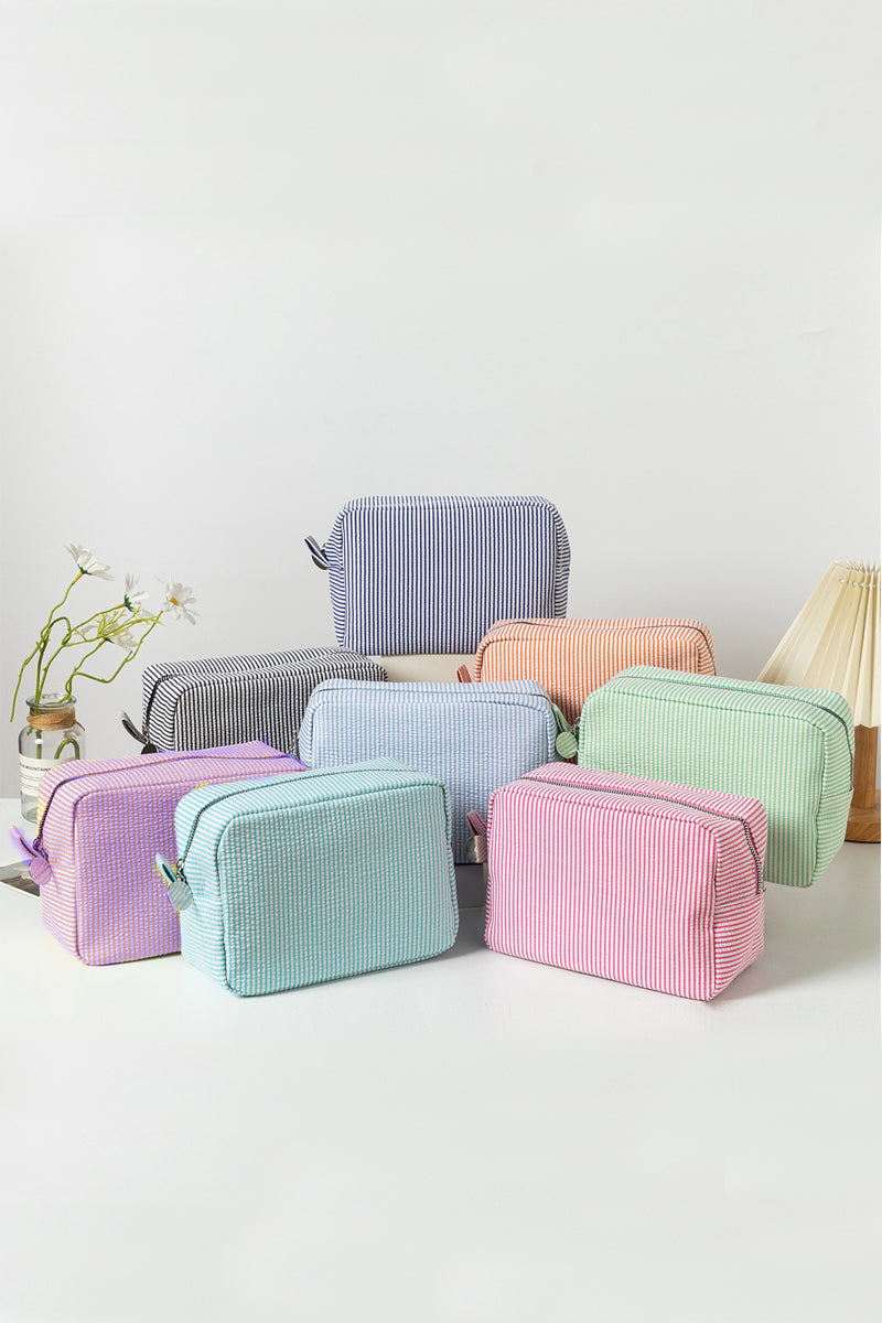 Seersucker Pinstripe Cosmetic Travel Pouch