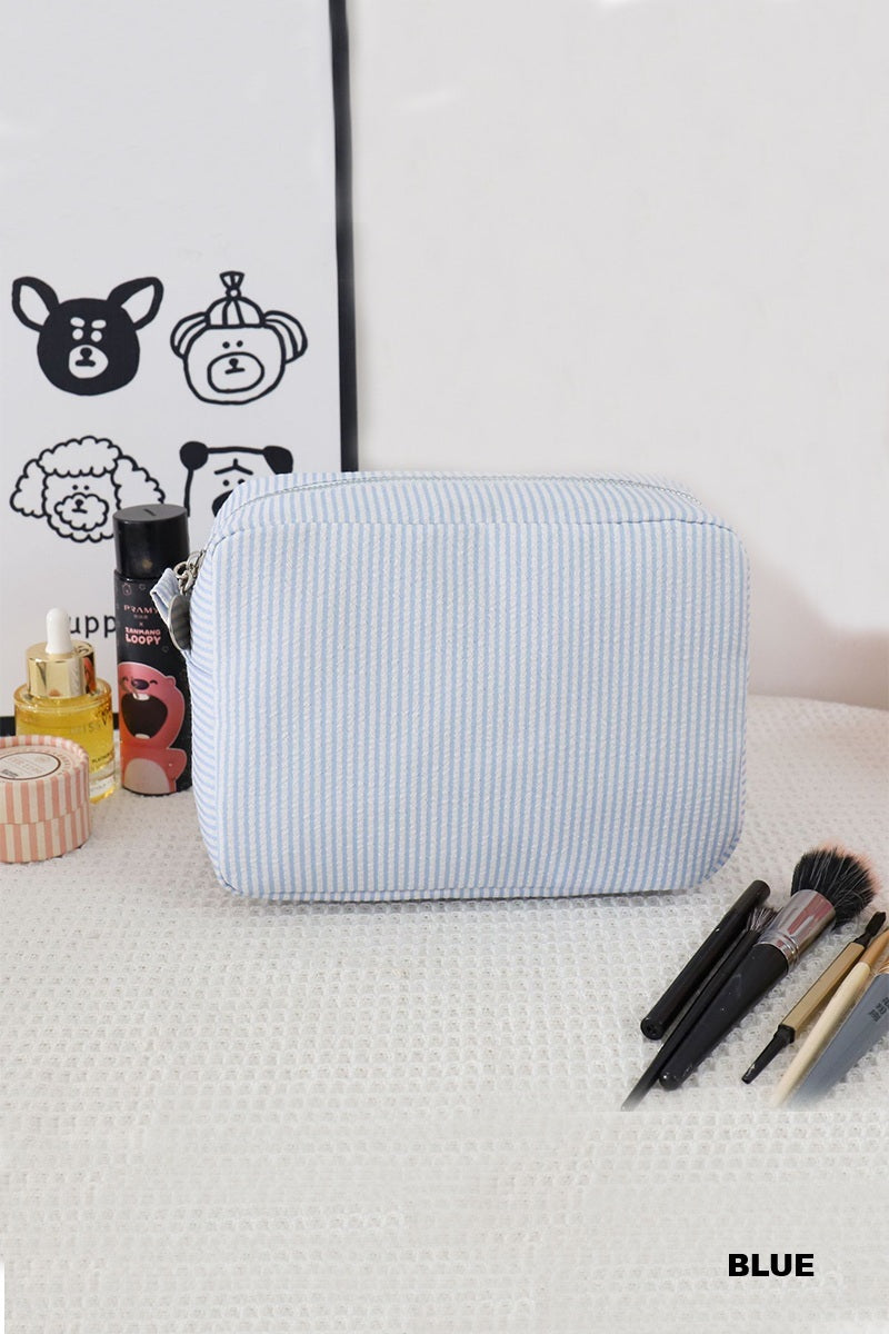 Seersucker Pinstripe Cosmetic Travel Pouch