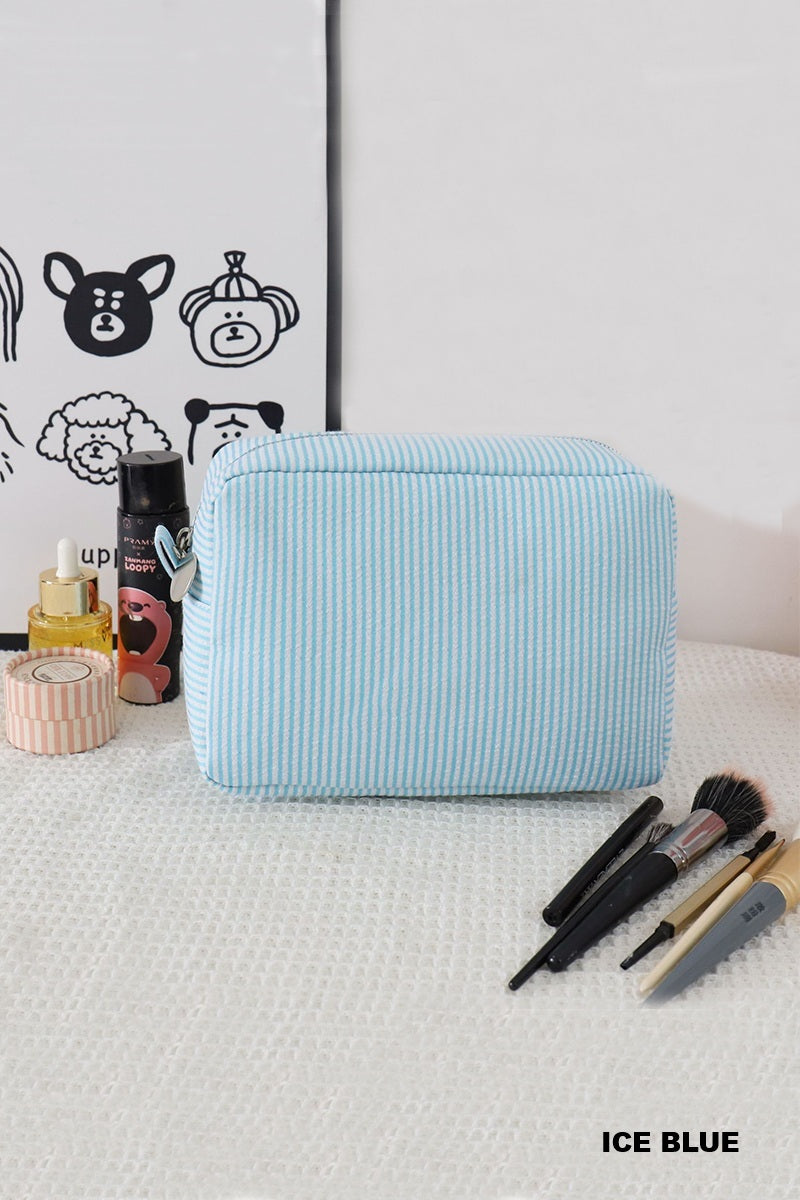 Seersucker Pinstripe Cosmetic Travel Pouch