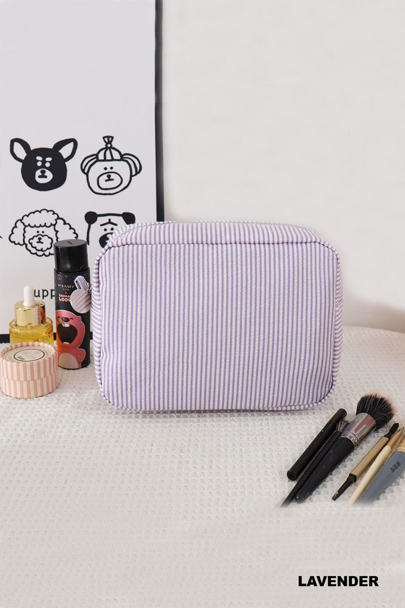 Seersucker Pinstripe Cosmetic Travel Pouch