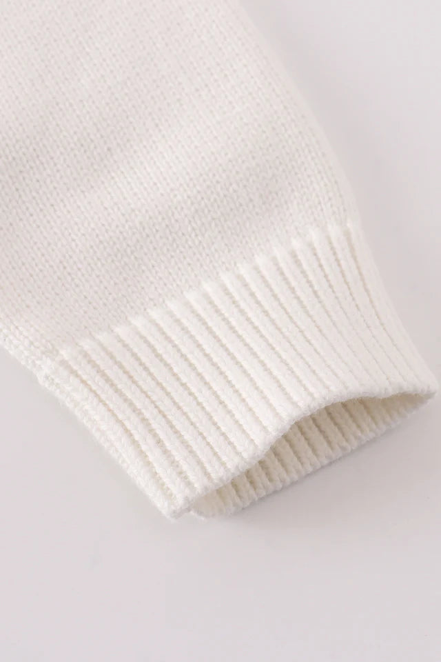 Abby & Evie Girl's White Bow Tie Cardigan Sweater - Size 7