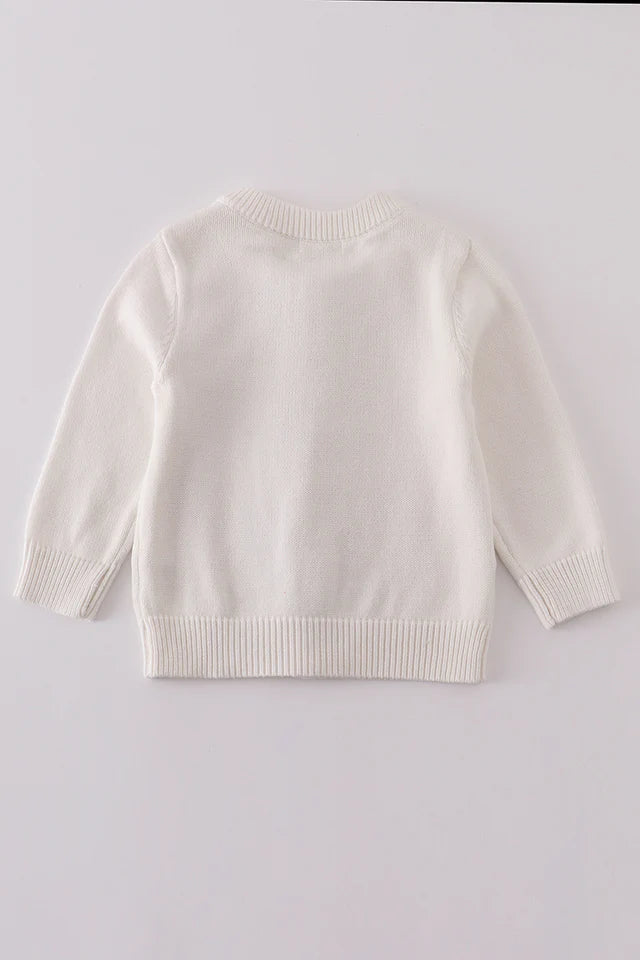 Abby & Evie Girl's White Bow Tie Cardigan Sweater - Size 7