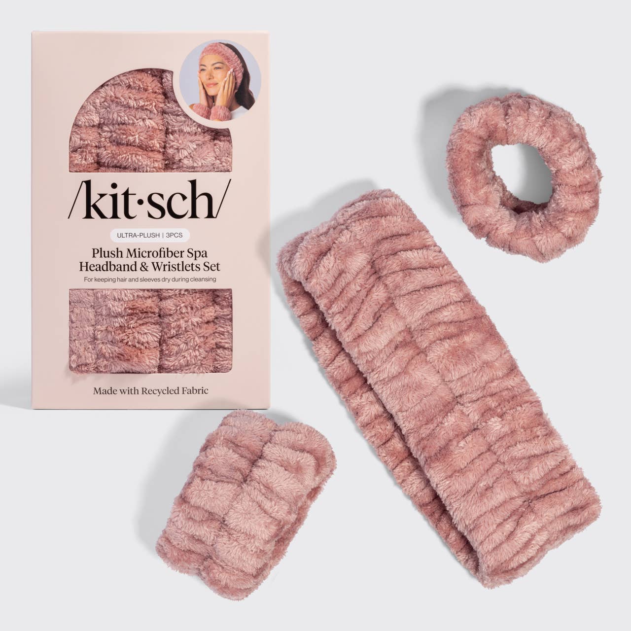 KITSCH - Spa Headband and Wristlets 3pc Set - Terracotta KITSCH