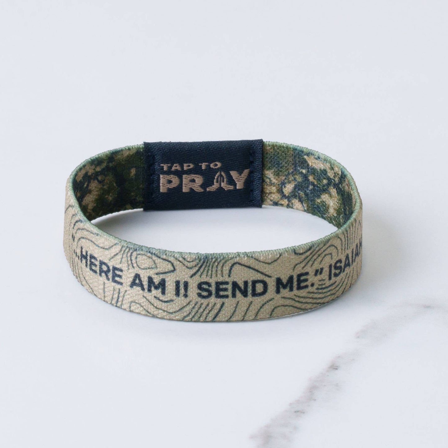 Tap To Pray Wristbands - Valor Camo & Isaiah 6:8 - Medium