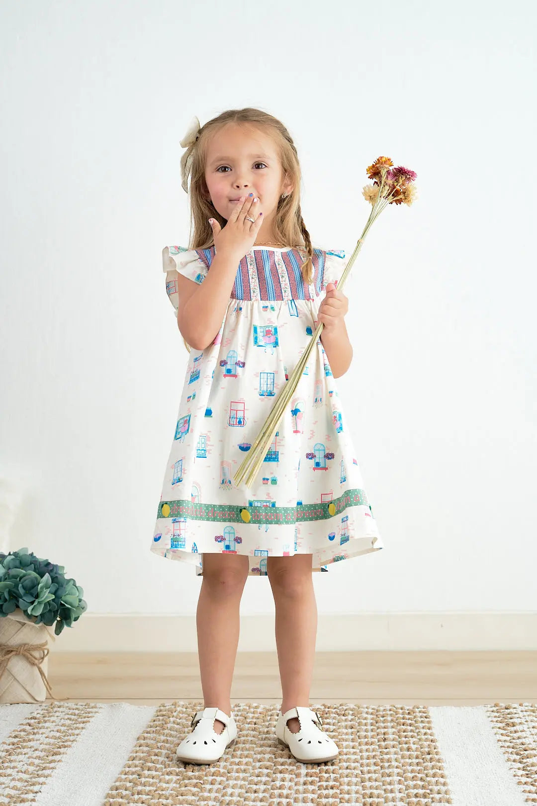 Abby & Evie Platinum Balcony Ruffle Girls Dress - 7/8 Honey Dew