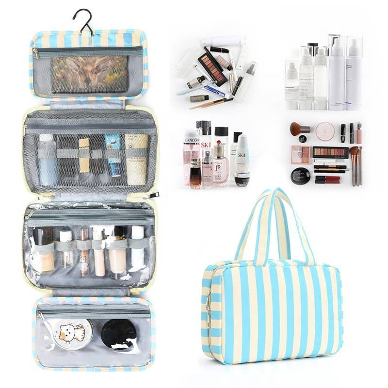 JOSSLYN Striped Hanging Toiletry & Makeup Organizer Bag