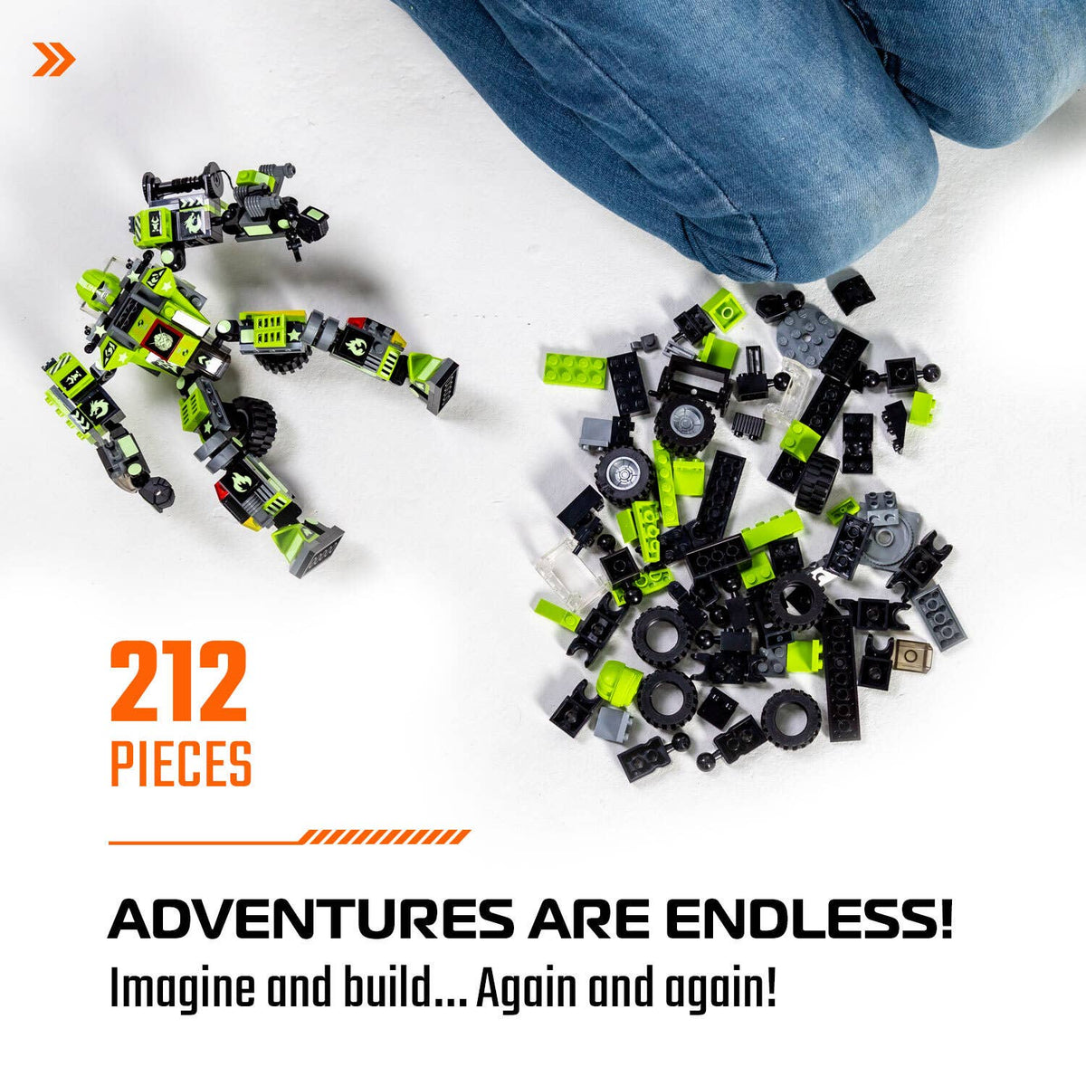 Robot Toy for Kid Builders (212 Pc) CliffSling - 3 in 1 Toys