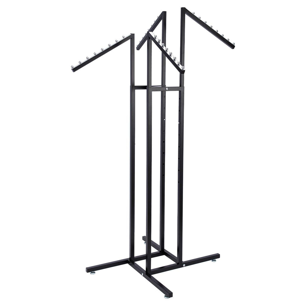 Store Supply Warehouse - 4-Way Black Clothing Rack With Slant Arms
