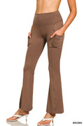 Zenana Brushed Microfiber Flare Pants - Brown