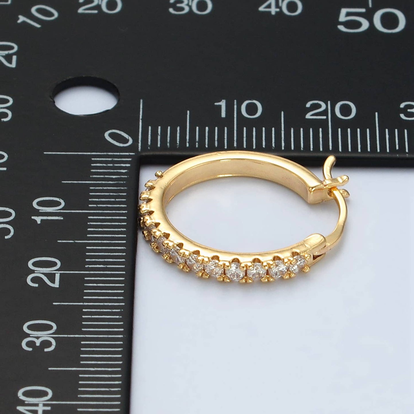 24K Gold Filled CZ Micro Paved Latch Hoop Earrings