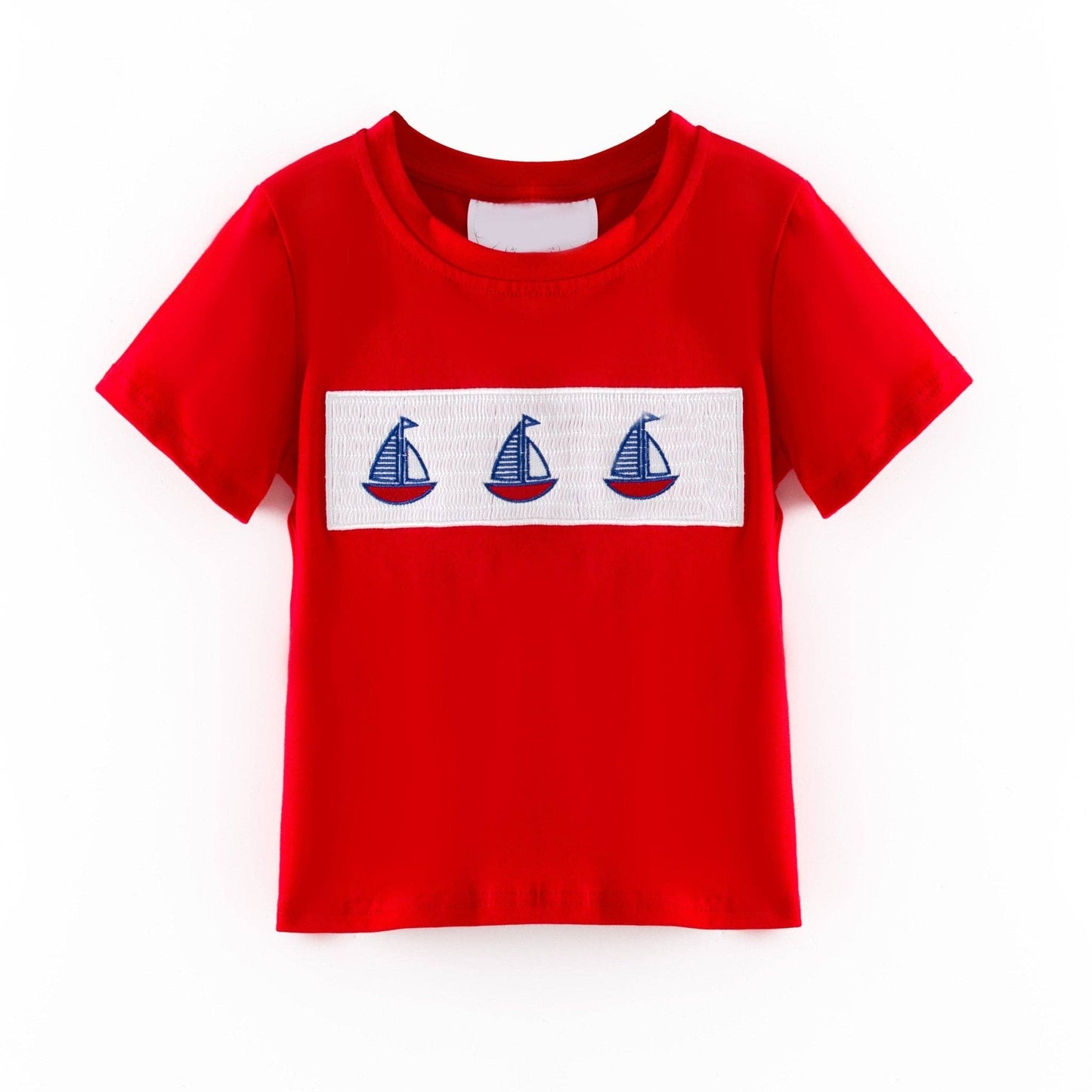 The Hair Bow Company - Red Smocked Sailboat Shirt - Size 4T
