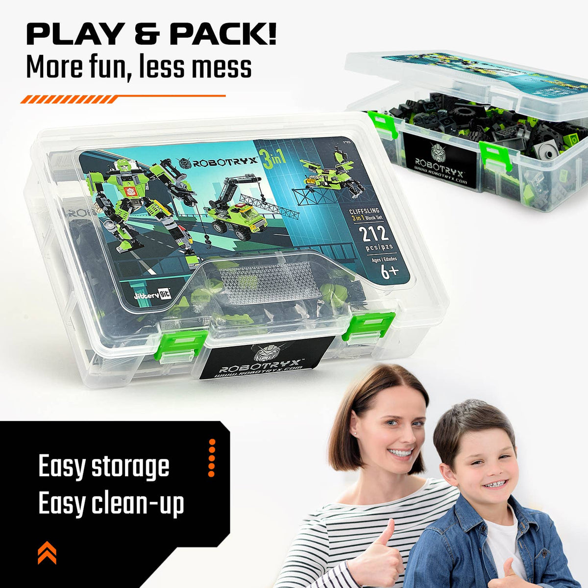 Robot Toy for Kid Builders (212 Pc) CliffSling - 3 in 1 Toys