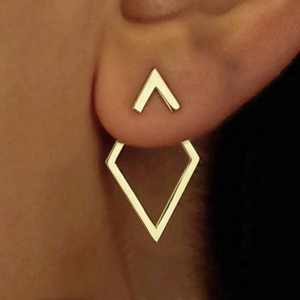 Simple Geometric Diamond Hollow Earrings Set