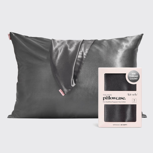 KITSCH - Satin Pillowcase Standard - Charcoal