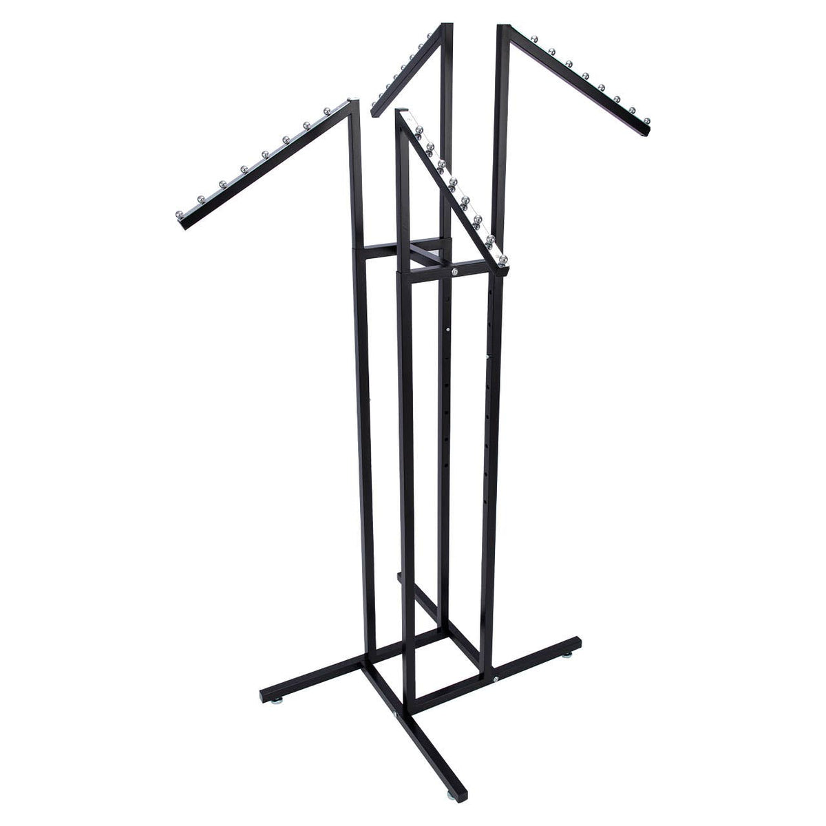 Store Supply Warehouse - 4-Way Black Clothing Rack With Slant Arms