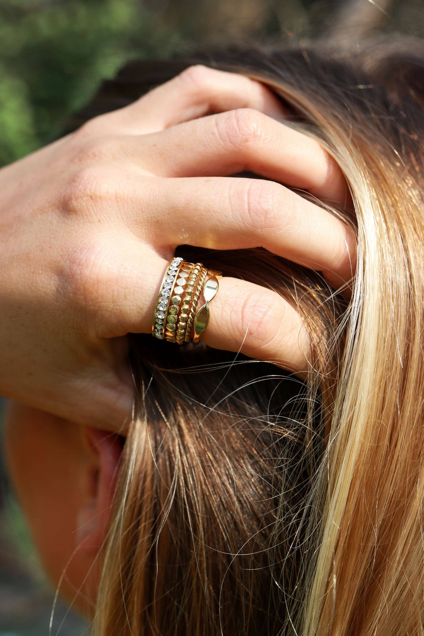 18K Gold PVD CZ Eternity Stainless Steel Ring - October - Size 10