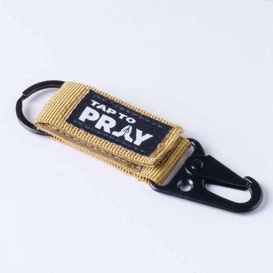 Tap To Pray - Tactical Carabiner Keychain - Tan