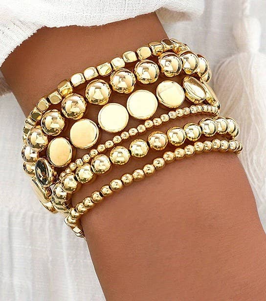 JOSSLYN MULTI BALL CHAIN BEAD MIX STRETCHABLE BRACELET