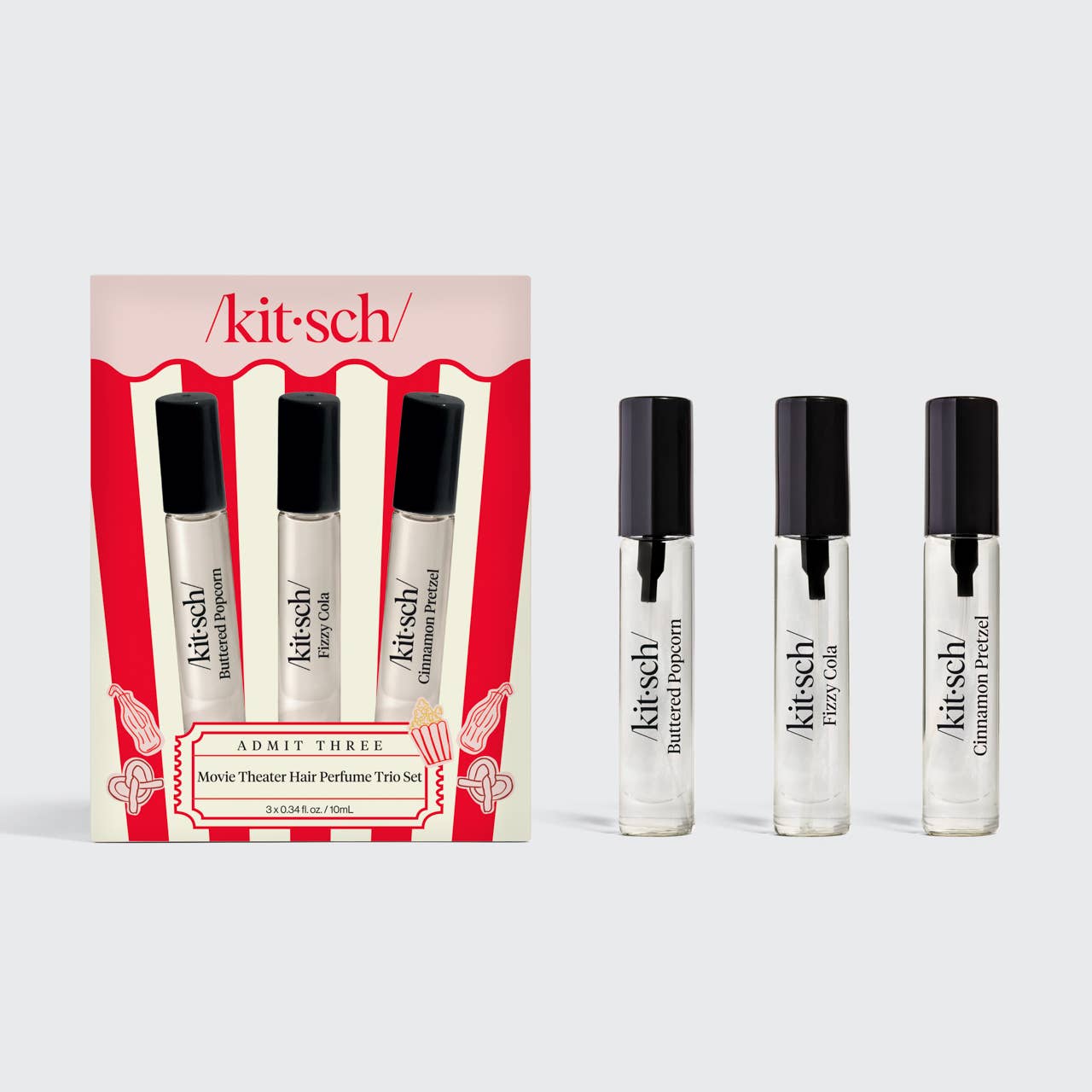 KITSCH - Movie Theater Hair Perfume Trio Set - Buttered Popcorn, Fizzy Cola, Cinnamon Pretzel