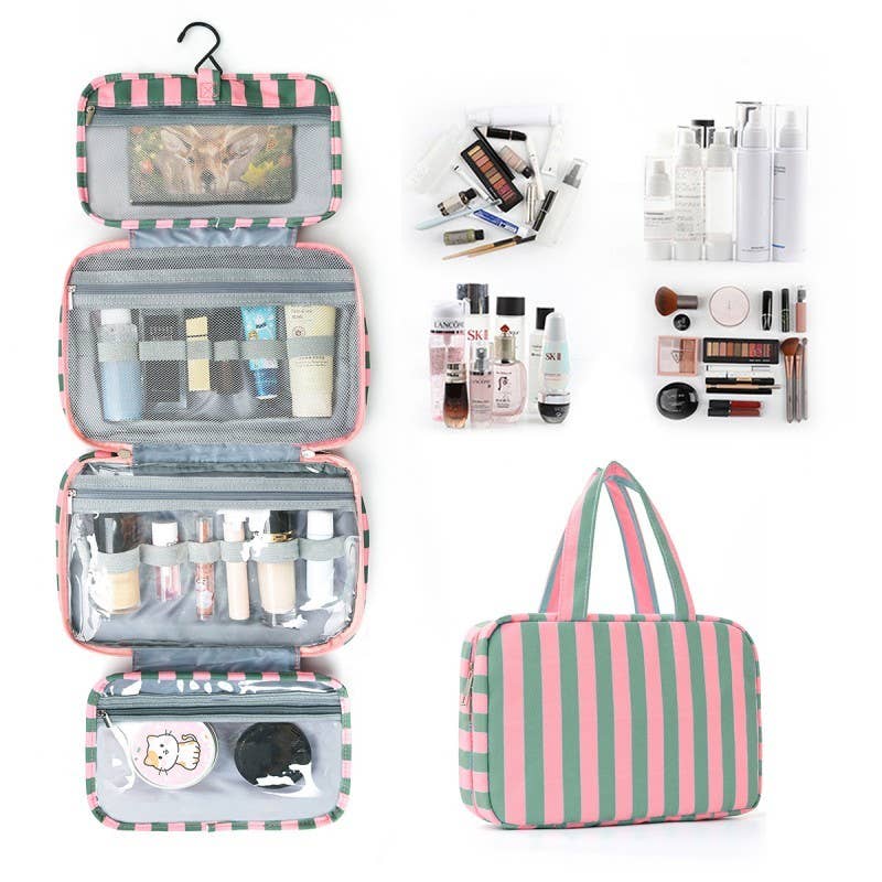 JOSSLYN Striped Hanging Toiletry & Makeup Organizer Bag
