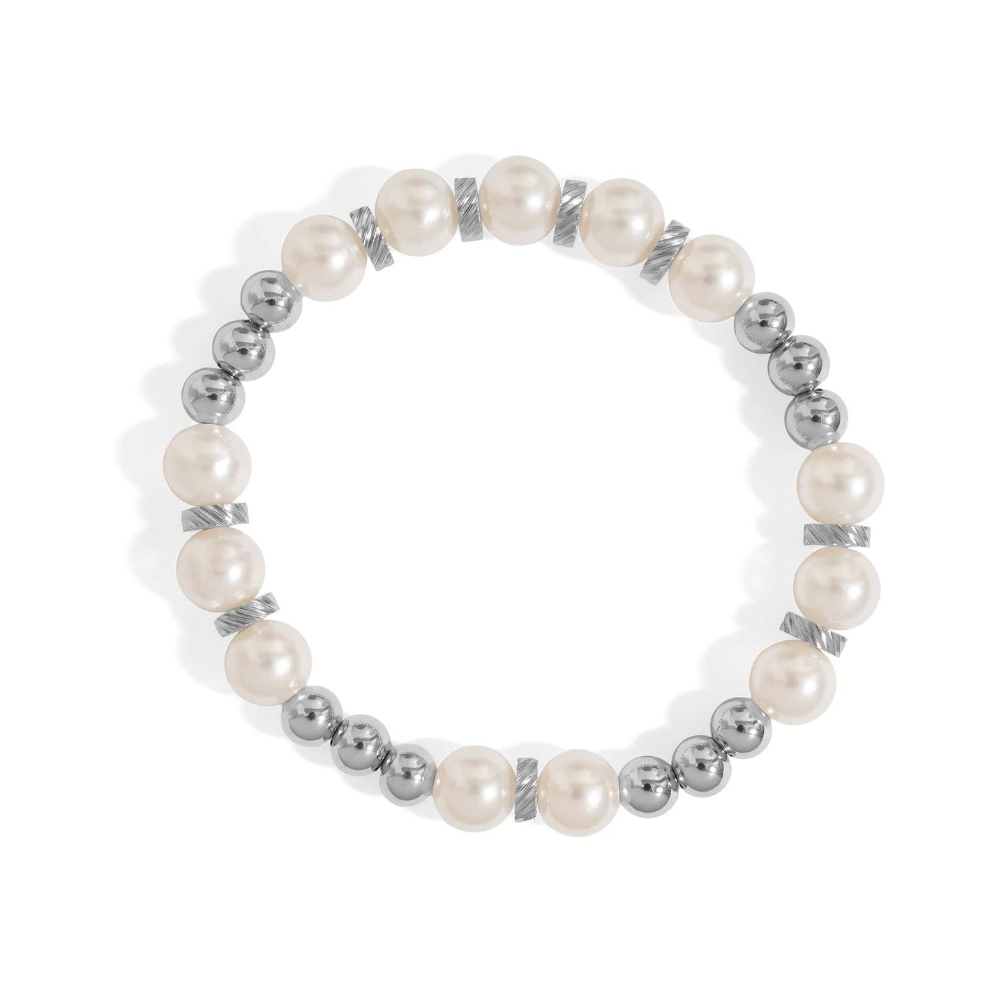 18K Gold PVD 8mm Kiska Glass Pearl Stretch Bracelet