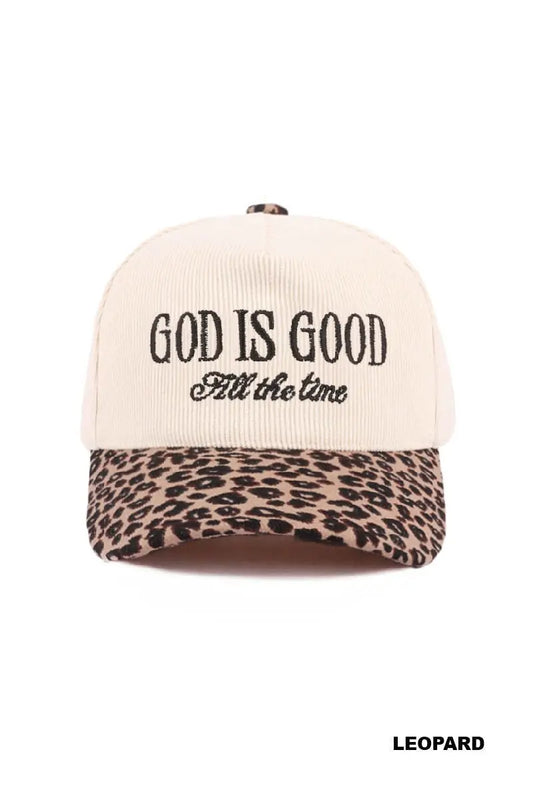'God Is Good All The Time' Two Tone Corduroy Cap Zenana
