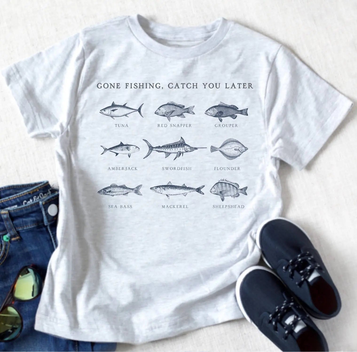 Gone Fishing Catch You Later Boy Fishing Youth Tee - 4/5 Painted Skies
