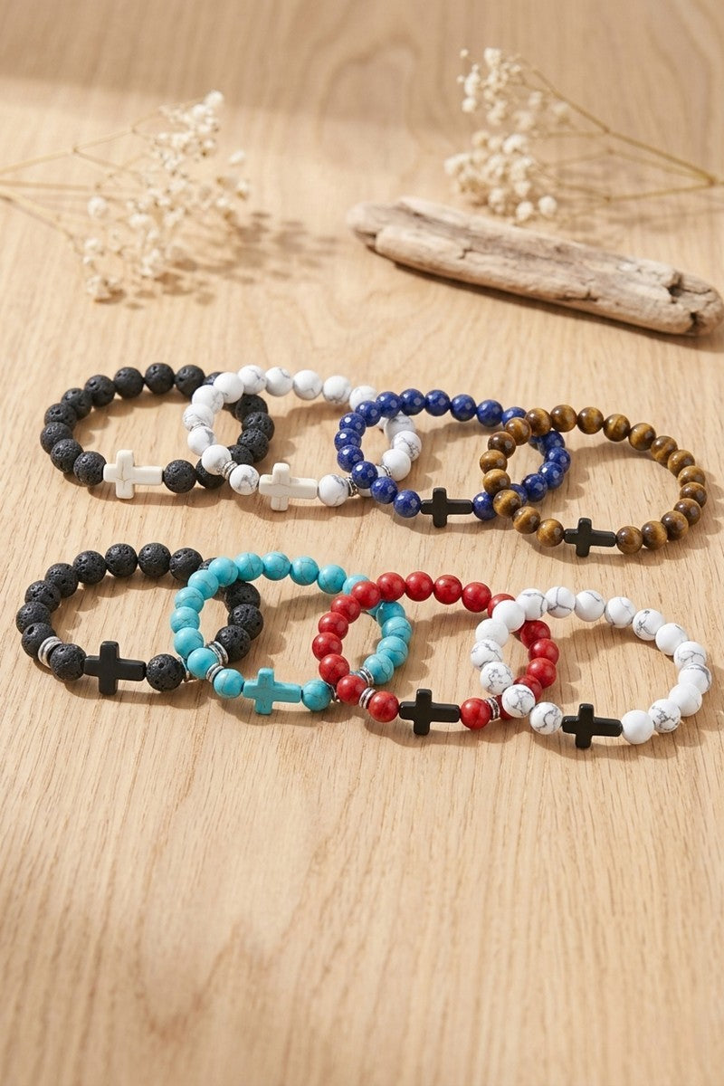 Jesus Cross Stone Bracelet