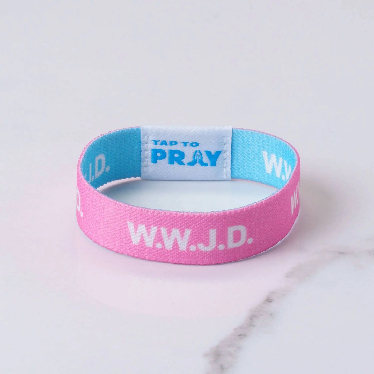 Tap To Pray Wristbands - Blue & Pink WWJD - X-Small Versible