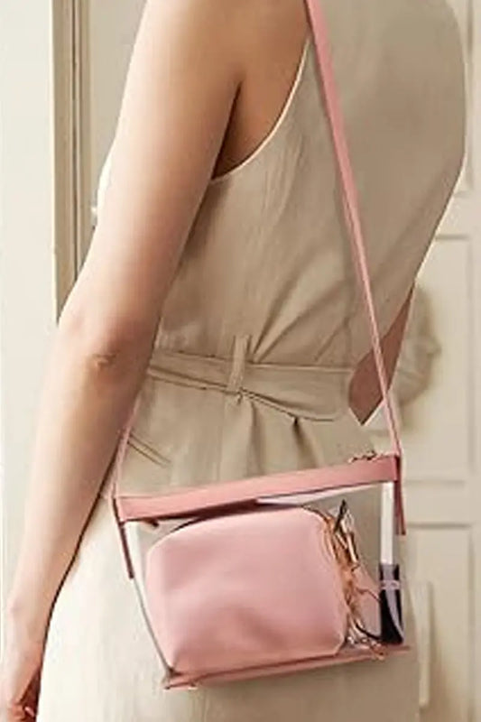 Zenana Women's Clear Transparent Crossbody Shoulder Bag - Light Rose Zenana